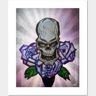 Skull flowers Posters and Art